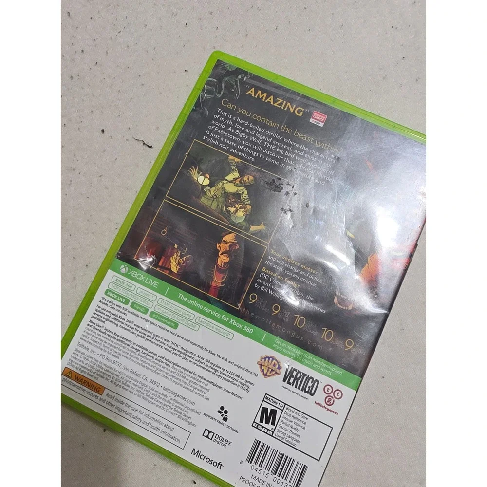 The Wolf Among Us Telltale Games Series Xbox 360 Video Game Fables Noir Thriller